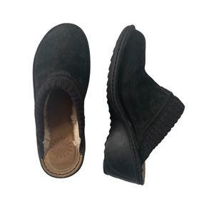 Ugg Black Suede Clog Mule Slip On Black Size 7